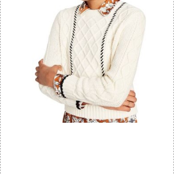 Women’s Size SMALL Cableknit Whipstich Stripe Crewneck Sweater La LigNE … - Picture 4 of 8